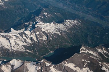 Dağ tepeve rezervuar Stausee Mooserboden. Kaprun, Salzburg, Avusturya