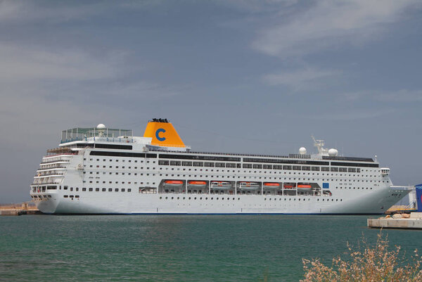 Porto Torres, Italy - Jul 06, 2019: Cruise ship in port