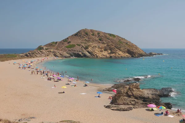 Sandstrand Havsvikens Kust Cala Mesquida Menorca Spanien — Stockfoto