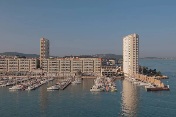 Jachthaven Stad Aan Zee Kust Toulon Frankrijk Stockfoto