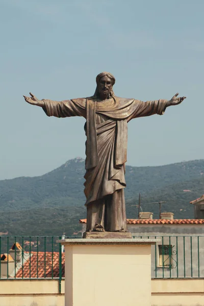 Statua Cristo Sul Piedistallo Propriano Corsica Francia — Foto Stock