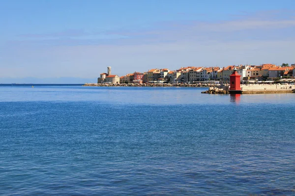 Deniz Şehir Kıyıda Piran Slovenya — Stok fotoğraf