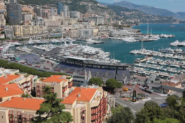 Yacht Kikötő Város Tengerparton Monte Carlo Monaco Állam — Stock Fotó