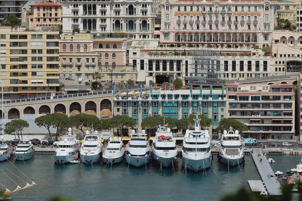 Monte Carlo Monaco Apr 2019 Yacht Parking City Seashore — Stock Photo, Image