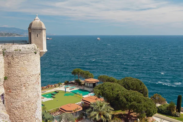 Torre Guardia Fortezza Costa Mare Monte Carlo Monaco — Foto Stock