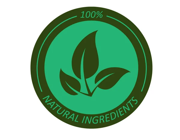 Ingrédients Biologiques Timbre Étiquette Feuille Verte Icône Vectorielle Aliments Végétaliens — Image vectorielle