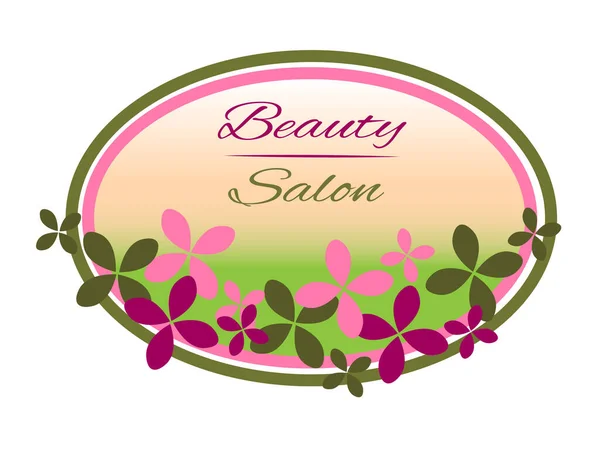 Logo Etiqueta Salón Belleza Estilo Moderno Con Flores — Vector de stock