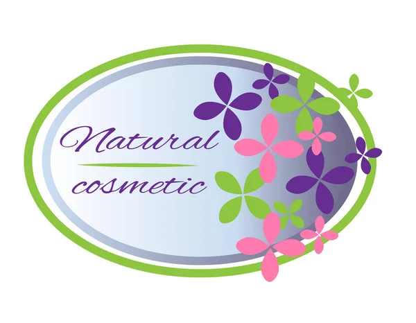 Logo Etiketa Přírodní Organická Kosmetika Výrobek Květinami — Stockový vektor