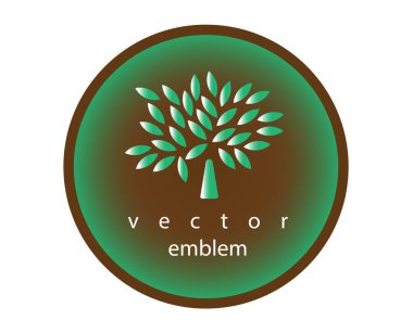 Etiket, amblem simgesi tasarım sembolü. Soyut ağaçla damgala. Vektör illüstrasyonu.