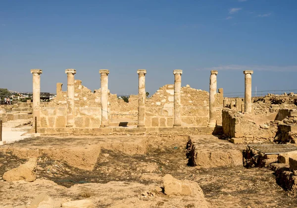 Schilderachtige Columds Het Huis Van Theseus Blijft Bij Paphos Archaeological — Stockfoto
