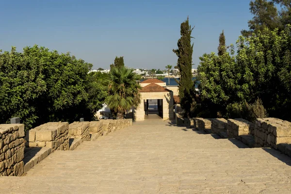 Drogi Wyjścia Ancien Ruiny Mozaiki Park Archeologiczny Pafos Cypr — Zdjęcie stockowe