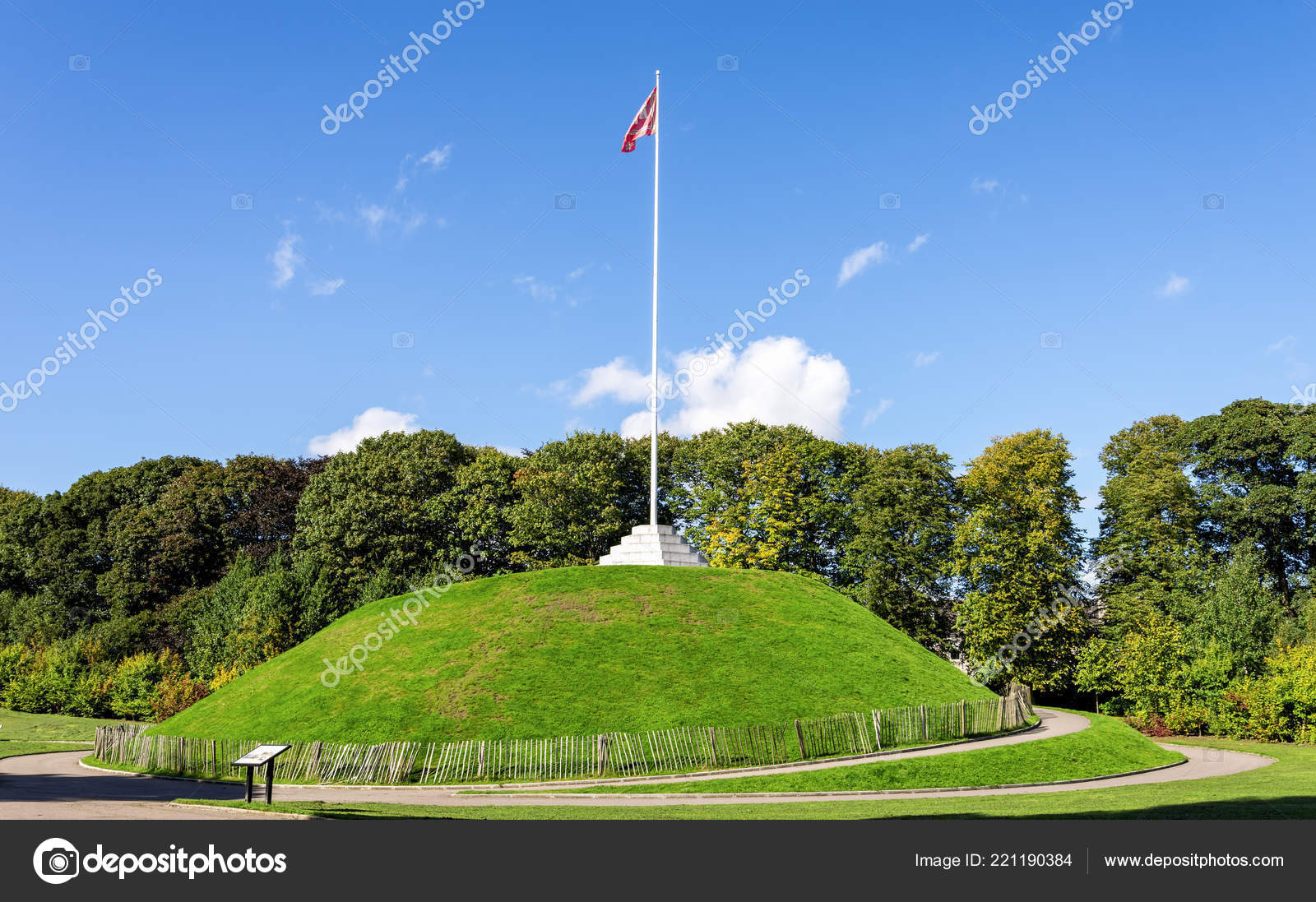 Tall Flagpole Top Mound Duthie Park Aberdeen Scotland Stock