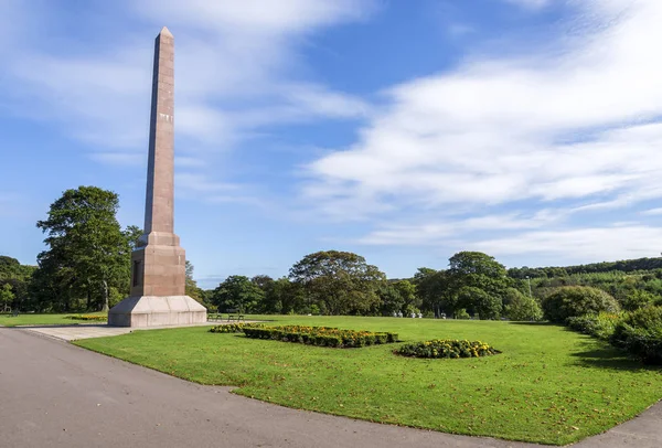 Magnífico Mcgrigor Obelisco Con Macizos Flores Frente Sobre Fondo Cielo —  Fotos de Stock