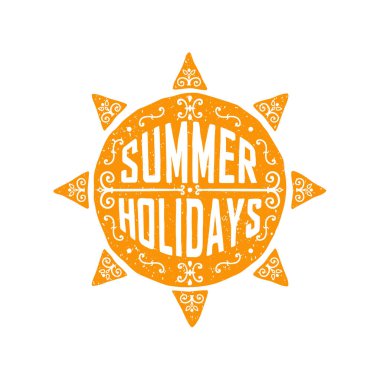 elle çizilmiş güneş, doodle tipografi poster ile tipografik Yazdır. yaz tatili, yaz tatili, seyahat için zaman. afiş, broşür süslemeleri veya t-shirt üzerinde yazdırmak için kullanılabilir. vektör çizim
