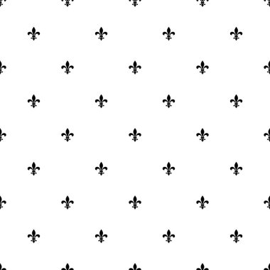 Fleur de lis Dikişsiz desen arka plan. Yeni orlean lily çiçek deseni tekrarladı. Hanedan Fransız kraliyet sembolü. Fleur de lis çapraz süsleme. vektör çizim
