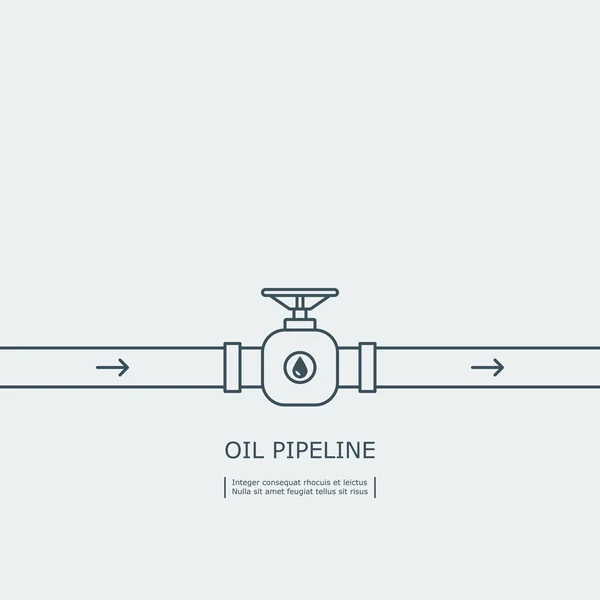 Dünne Ölpipeline Mit Einem Hahn Konzept Isoliert Auf Weißem Hintergrund — Stockvektor