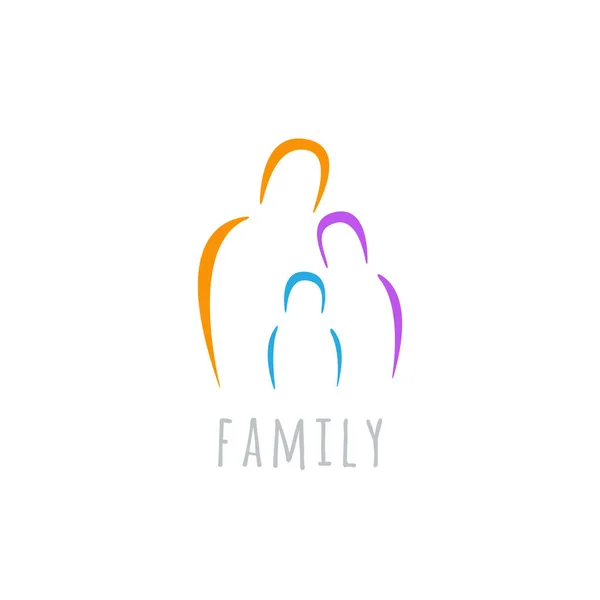 Modèle Logo Famille Parents Avec Enfant Enfant Entre Père Mère — Image vectorielle