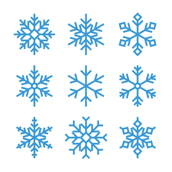Modrý obrys ikon sněhové vločky — Stockový vektor