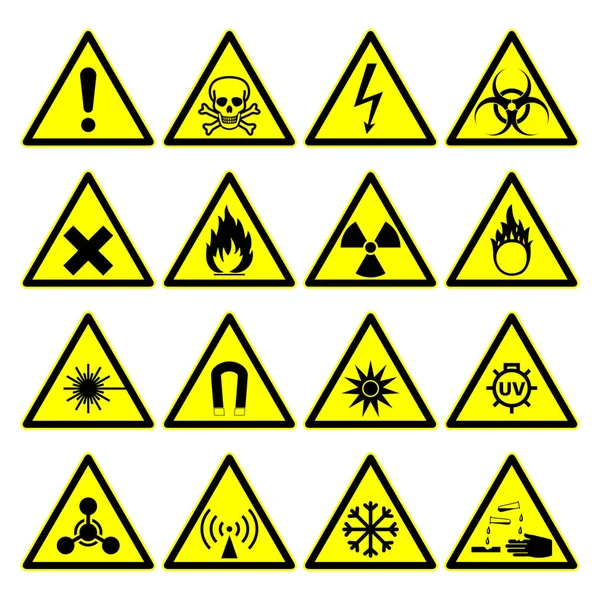 Výstražné symboly nebezpečnosti — Stockový vektor