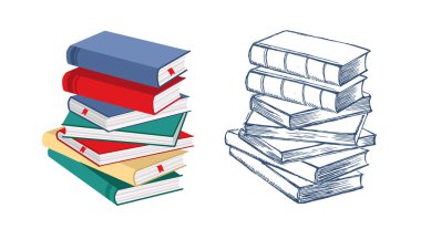 Kitap yığını vektör illüstrasyonu.