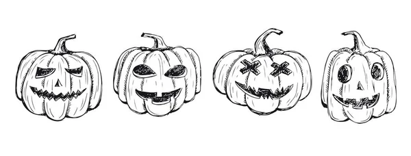 Set Calabazas Halloween Ilustración Dibujada Mano — Vector de stock