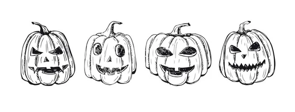 Set Calabazas Halloween Ilustración Dibujada Mano — Vector de stock