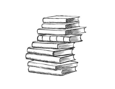 Kitap vektörü. Çizim tarzında elle çizilmiş illüstrasyon.
