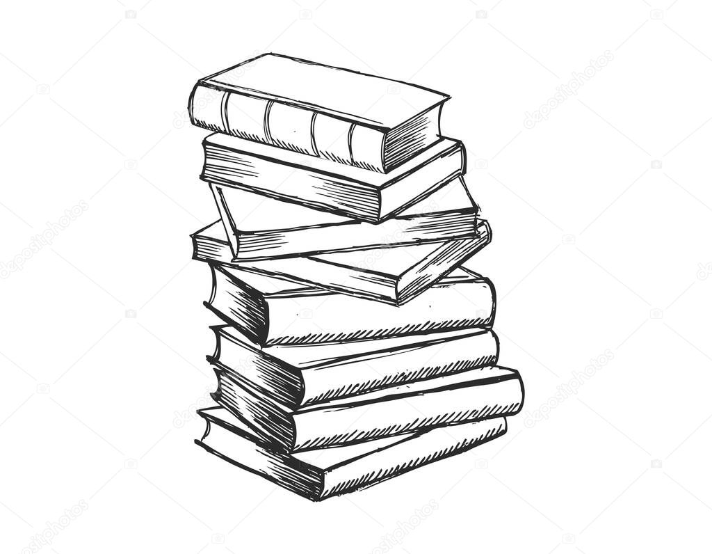 Book vector. Hand drawn illustration in sketch style.