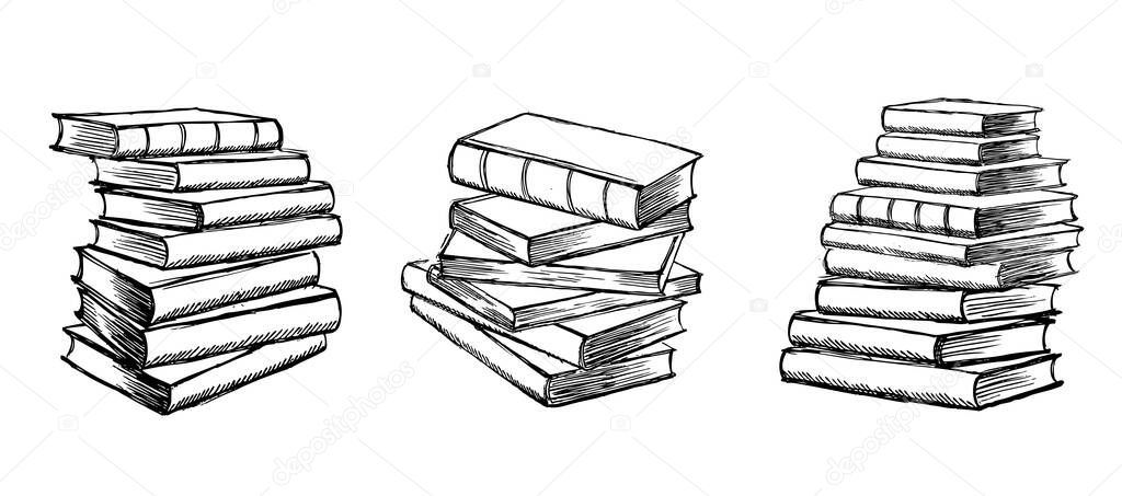 Book vector. Hand drawn illustration in sketch style.