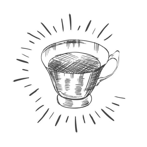 Dibujado Mano Una Taza — Vector de stock