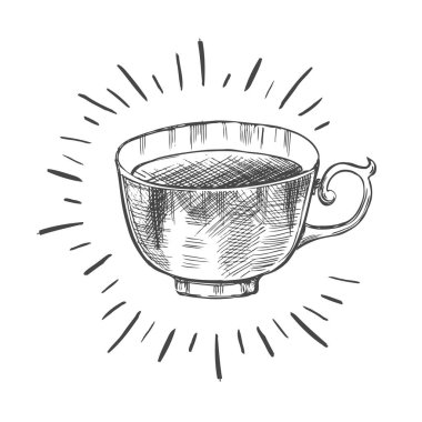 El çizimi bir fincan çay.