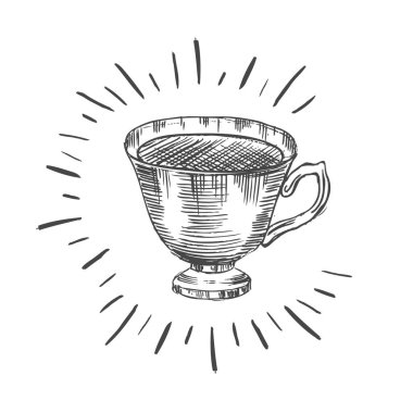 El çizimi bir fincan çay.