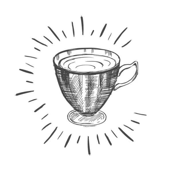 Dibujado Mano Una Taza — Vector de stock