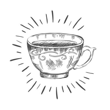 El çizimi bir fincan çay.