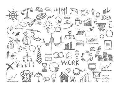 El çizimi iş simgeleri.