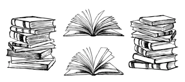 Boeken Handgetekende Illustratie Schetsstijl — Stockvector