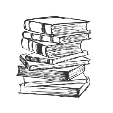 Kitap vektörü. Çizim tarzında elle çizilmiş illüstrasyon.