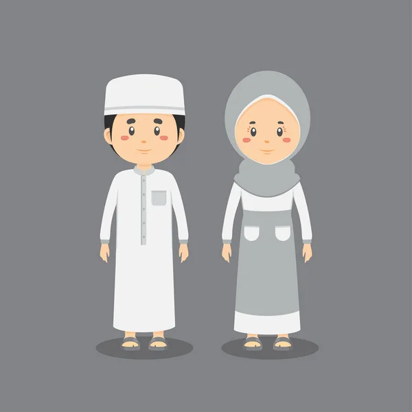 Couple Character Wearing Muslim Dress