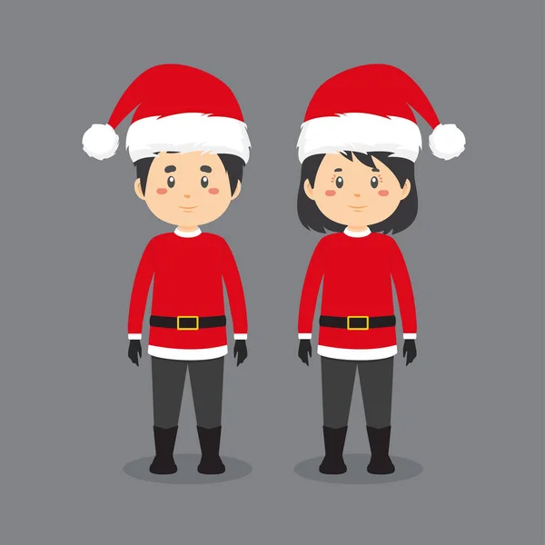 Couple Character Wearing Santa Costume