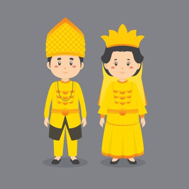 Merkez Sulawesi Geleneksel Elbise Giyen Çift Karakteri