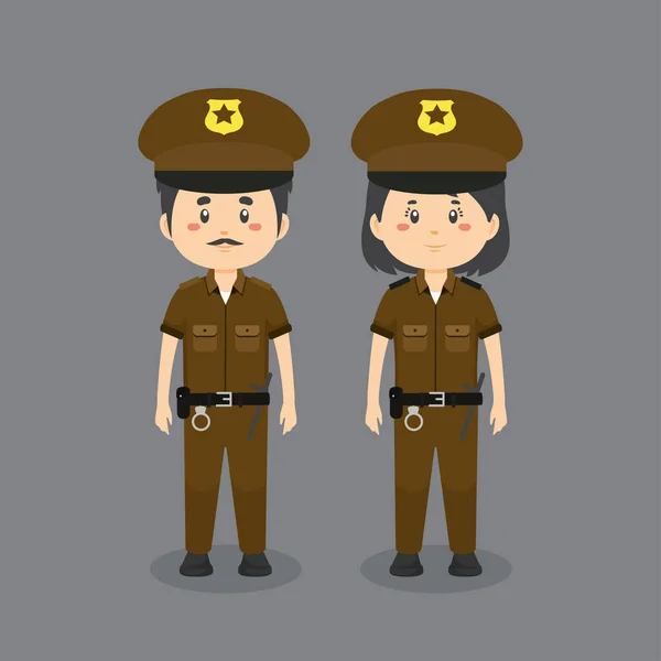 Couple Portant Uniforme Police — Image vectorielle