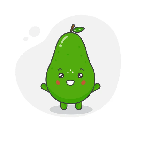 Carino Avocado Personaggi Happy Vector Illustrazione — Vettoriale Stock