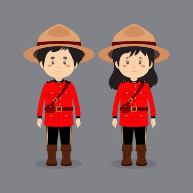 Kanadalı Ulusal Elbise Giyen Çift Karakteri