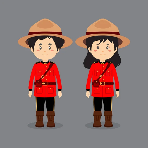 Pareja Carácter Usando Canadienses Vestido Nacional — Vector de stock