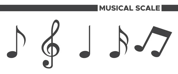 Conjunto Simples Iconos Escala Musical — Archivo Imágenes Vectoriales