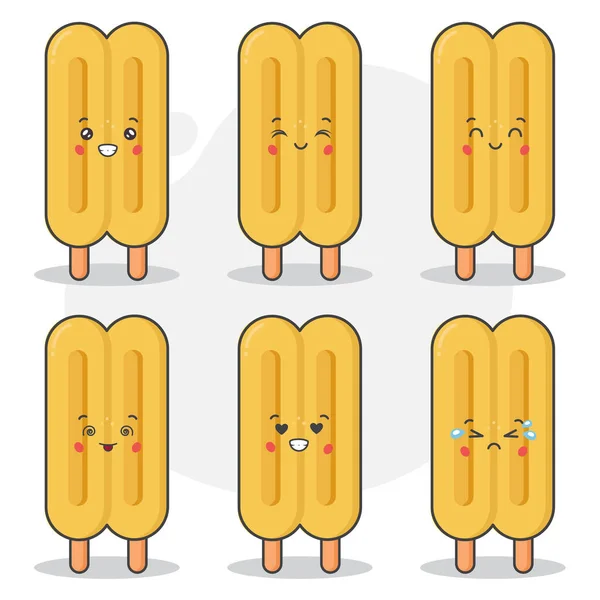 Lindo Conjunto Personajes Helado — Vector de stock