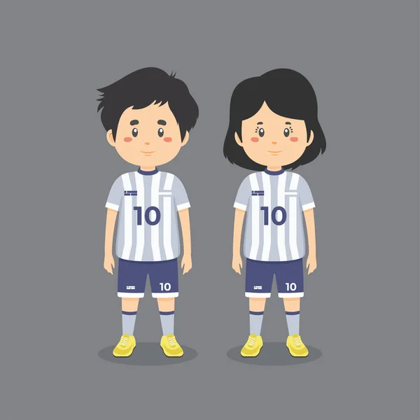 Pareja Personaje Usando Traje Fútbol — Archivo Imágenes Vectoriales