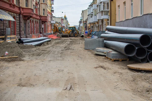 Rostov Don Russia May 2018 Stanislavskogo Street Reconstruction Road Works — Stock Photo, Image