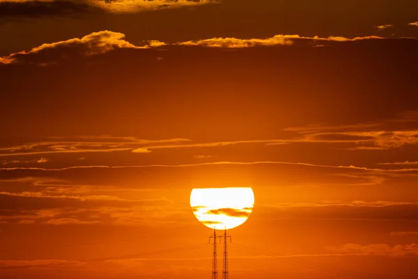 Primer Plano Hermoso Atardecer Dramático Nube Cielo — Foto de Stock