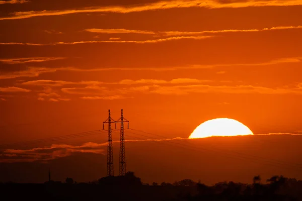 Primer Plano Hermoso Atardecer Dramático Nube Cielo — Foto de Stock